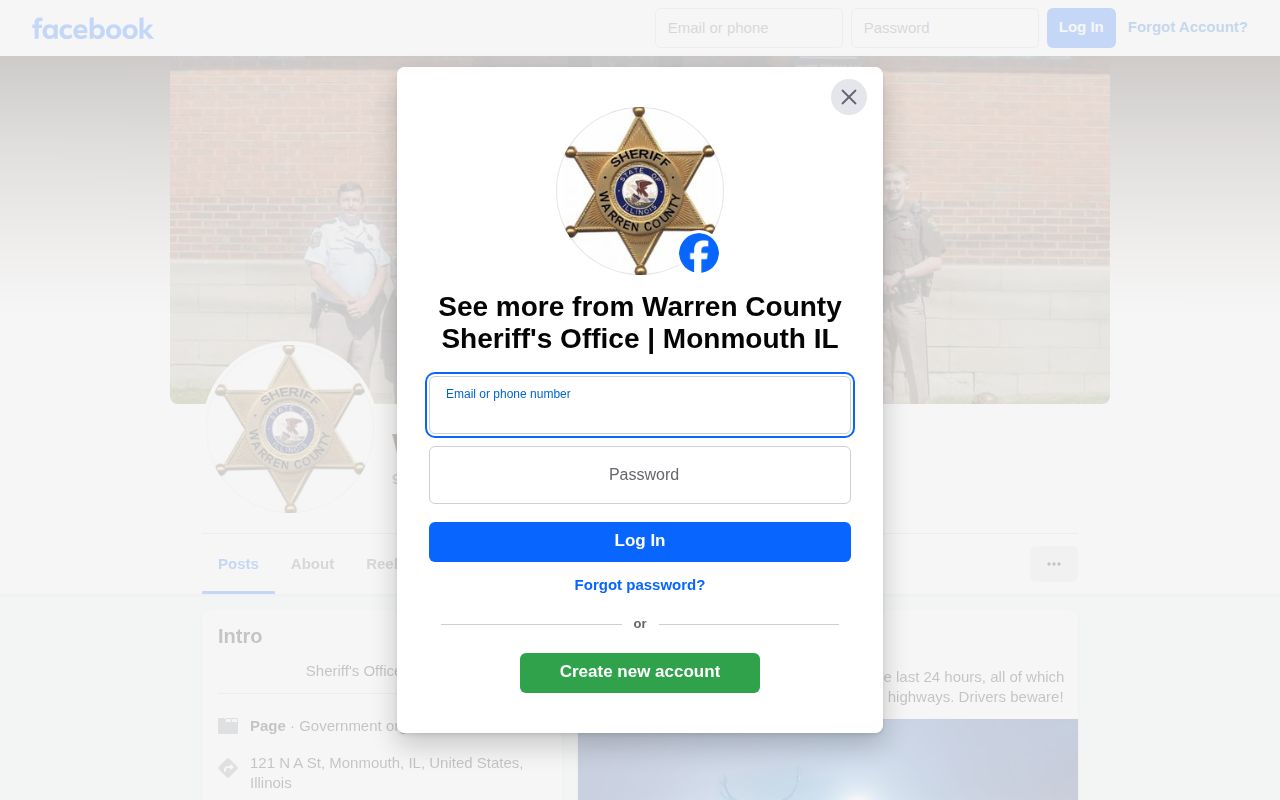Official Warren County Sheriff Facebook channel